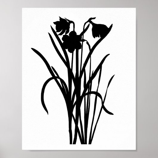 Modernes Schwarzes Ink Abstrakte Wildblume Blume A Poster (Vorne)