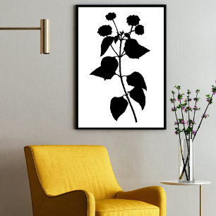 Modernes Schwarzes Ink Abstrakte Wildblume Blume A Poster