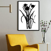 Modernes Schwarzes Ink Abstrakte Wildblume Blume A Poster