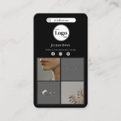 Modernes Schwarzes Instagramm 4 FotoCollage Visitenkarte (Vorderseite)