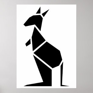 Modernes, schwarzes Känguru-Symbol Poster