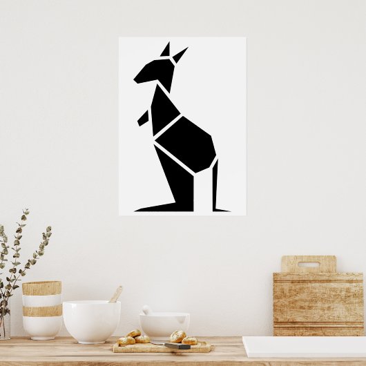 Modernes, schwarzes Känguru-Symbol Poster (Küche)