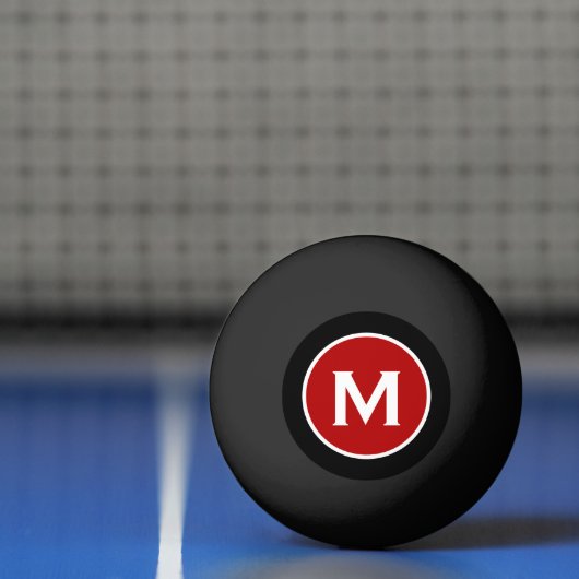 Modernes Schwarzes Klassisches Rotes Monogramm Tischtennisball (Netto)