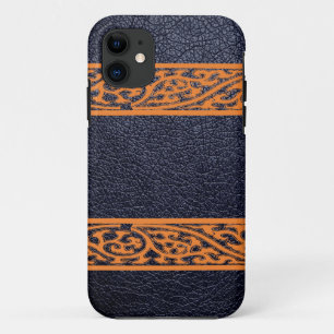 Modernes schwarzes Leder Case-Mate iPhone Hülle