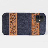 Modernes schwarzes Leder Case-Mate iPhone Hülle (Rückseite (Horizontal))
