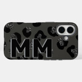 Modernes Schwarzes Leopard Print Dark Shadow Monog Case-Mate iPhone Hülle (Rückseite (Horizontal))