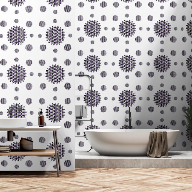 Modernes Schwarzes Lila Abstraktes Muster Elegante Tapete (Badezimmer)