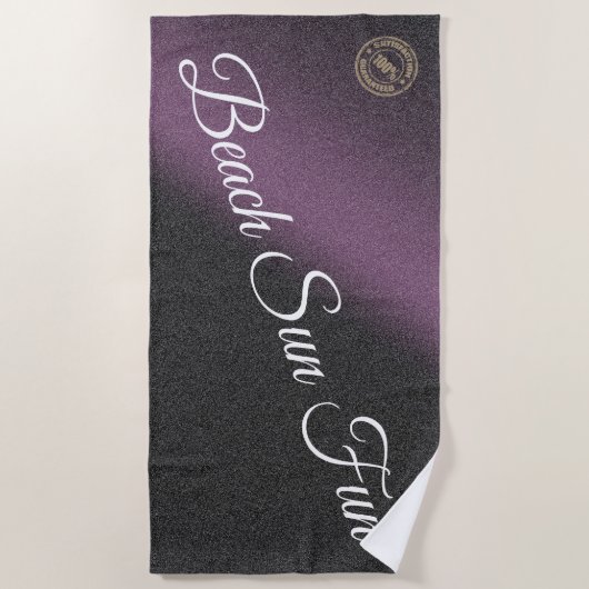 Modernes Schwarzes Lila Strandtuch (Vorderseite)