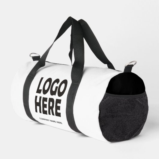 Modernes, schwarzes Logo Duffle Bag (Rechte Ecke)