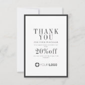 Modernes schwarzes Logo für Holzkohle für kleine U Dankeskarte (Vorderseite)