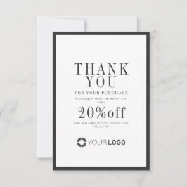 Modernes schwarzes Logo für Holzkohle für kleine U Dankeskarte