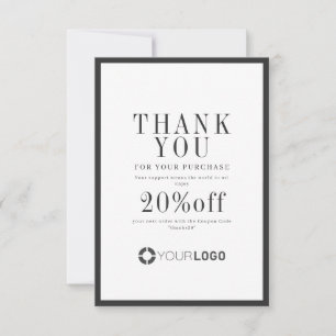 Modernes schwarzes Logo für Holzkohle für kleine U Dankeskarte