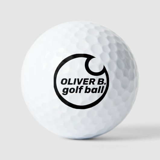 Modernes Schwarzes Logo Golfball (Vorderseite)