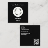 Modernes Schwarzes Logo mit QR-Code Quadratische Visitenkarte (Vorne/Hinten)