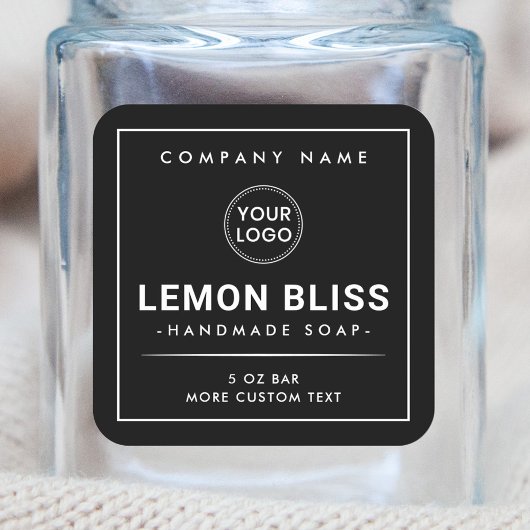 Modernes, schwarzes Logo mit quadratischem Logo Quadratischer Aufkleber