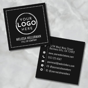 Modernes Schwarzes Logo Professionell Minimalistis Quadratische Visitenkarte