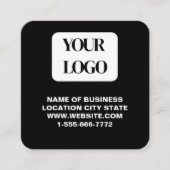 Modernes schwarzes Logo QR-Code-Scan-Website Quadr Quadratische Visitenkarte (Vorderseite)