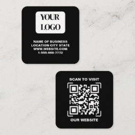 Modernes schwarzes Logo QR-Code-Scan-Website Quadr Quadratische Visitenkarte