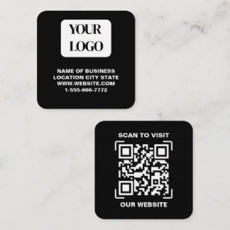 Modernes schwarzes Logo QR-Code-Scan-Website Quadr Quadratische Visitenkarte