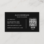 Modernes schwarzes Logo-QR-Code Visitenkarte (Rückseite)