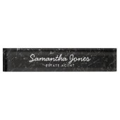 Modernes Schwarzes Marmor Klassisches Personalisie Namensplakette (Vorderseite)