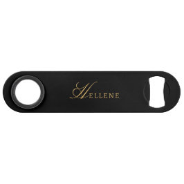 Modernes Schwarzes Minimal- und Gold-Script-Monogr Speed Flaschenöffner