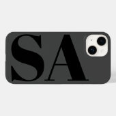 Modernes Schwarzes Minimales Monogramm Case-Mate iPhone Hülle (Rückseite (Horizontal))