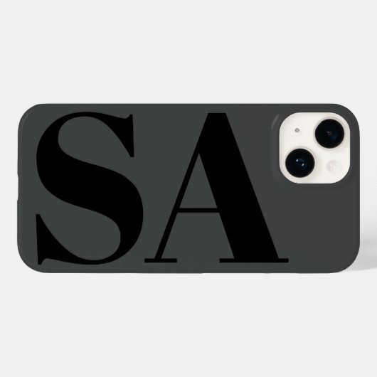 Modernes Schwarzes Minimales Monogramm Case-Mate iPhone Hülle (Rückseite (Horizontal))