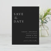 Modernes Schwarzes Minimales Script-Save the Date  Einladung (Stehend Vorderseite)