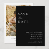 Modernes Schwarzes Minimales Script-Save the Date  Einladung (Vorne/Hinten)