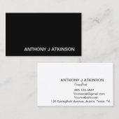 Modernes Schwarzes Minimalistisches Einfaches Visitenkarte (Vorne/Hinten)