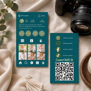 Modernes Schwarzes Minimalistisches Instagram-QR-C Visitenkarte