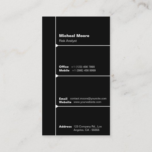 Modernes Schwarzes Minimalistisches Unternehmen Visitenkarte (Rückseite)