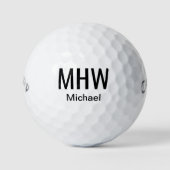 Modernes Schwarzes Mit Monogramm Golfball (Vorderseite)