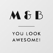 Modernes Schwarzes Monogramm Hochzeitsbad Mirror Fensteraufkleber (Blatt)