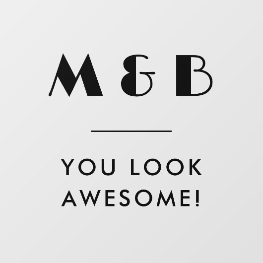 Modernes Schwarzes Monogramm Hochzeitsbad Mirror Fensteraufkleber (Blatt)