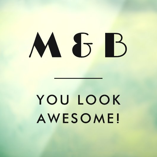 Modernes Schwarzes Monogramm Hochzeitsbad Mirror Fensteraufkleber (Blatt 3)