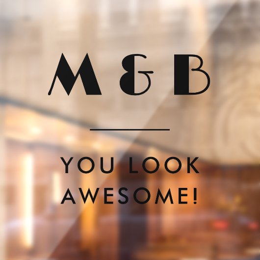 Modernes Schwarzes Monogramm Hochzeitsbad Mirror Fensteraufkleber (Blatt 2)