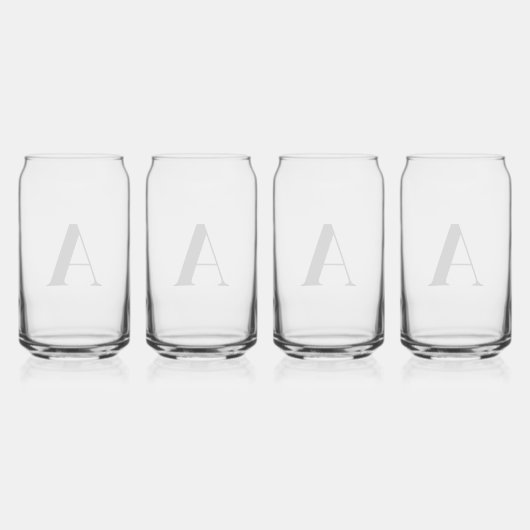 Modernes Schwarzes Monogramm Initial Can Glass Set Dosenglas (Hinten)