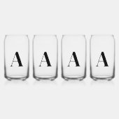 Modernes Schwarzes Monogramm Initial Can Glass Set Dosenglas (Vorderseite)