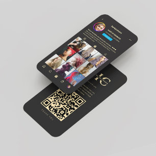 Modernes Schwarzes Monogramm-Instagramm Visitenkarte