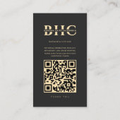 Modernes Schwarzes Monogramm-Instagramm Visitenkarte (Rückseite)