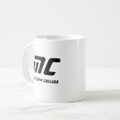 Modernes Schwarzes Monogramm Name Text Minimal für Kaffeetasse (Vorderseite Links)