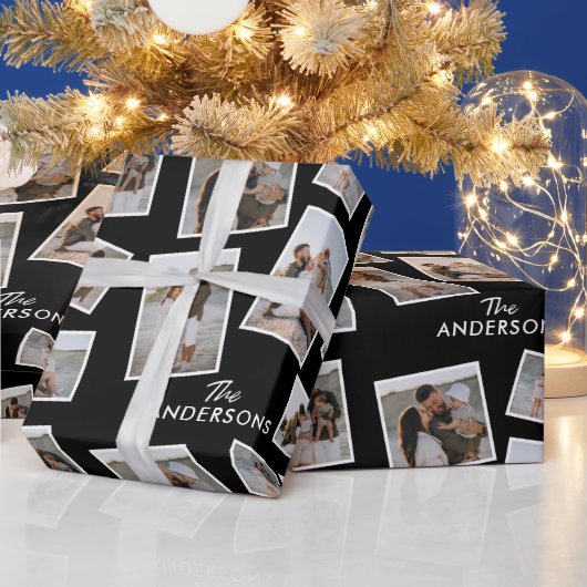 Modernes Schwarzes Multi-Foto-Sortiment Geschenkpapier (Feiertage)