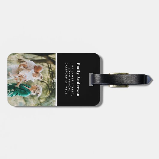 Modernes, schwarzes MultiFoto Gepäckanhänger (Rückseite horizontal)