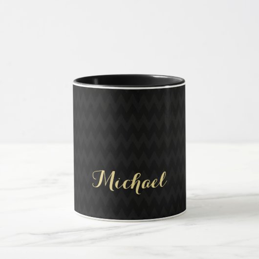 Modernes Schwarzes Muster Elegante Imitat Gold Ind Tasse (Zentrum)
