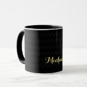 Modernes Schwarzes Muster Elegante Imitat Gold Ind Tasse (Vorderseite Links)