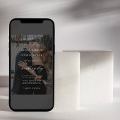 Modernes Schwarzes Overlay 2 Fotos Hochzeit Einladung