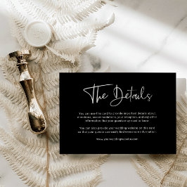 Modernes Schwarzes Overlay | Angaben zur Hochzeit Begleitkarte