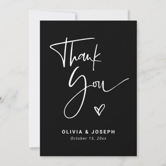 Modernes Schwarzes Overlay | Foto Hochzeit Dankeskarte (Vorderseite)